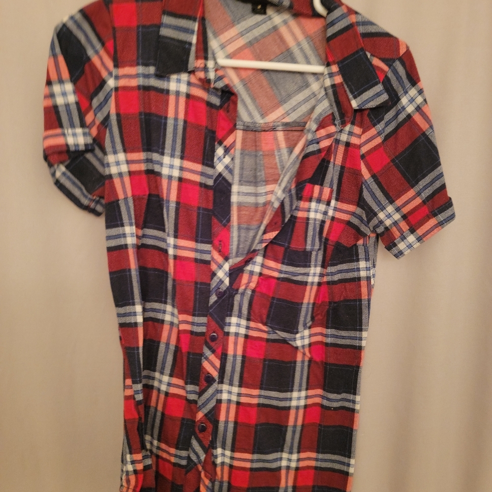 Red, White and Blue Flannel Shirt